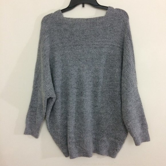 Debut Womens Sweater Knitted Gray Oversize Cozy Soft Ribbed Dolman Sleeve Sz S/M - Picture 4 of 6